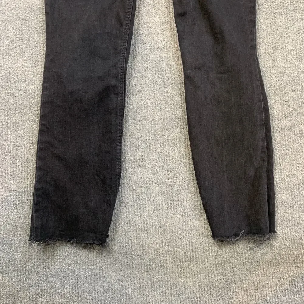 Paige Jeans Womens 30 Faded Black Claudine Ankle Raw Hem High Rise Skinny Ankle